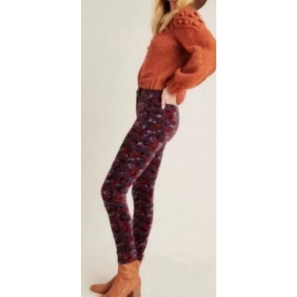 New ANTHROPOLOGIE Pilcro Letterpress Floral Skinny Corduroy Jeans Pants - Picture 1 of 10